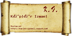 Káplár Izmael névjegykártya